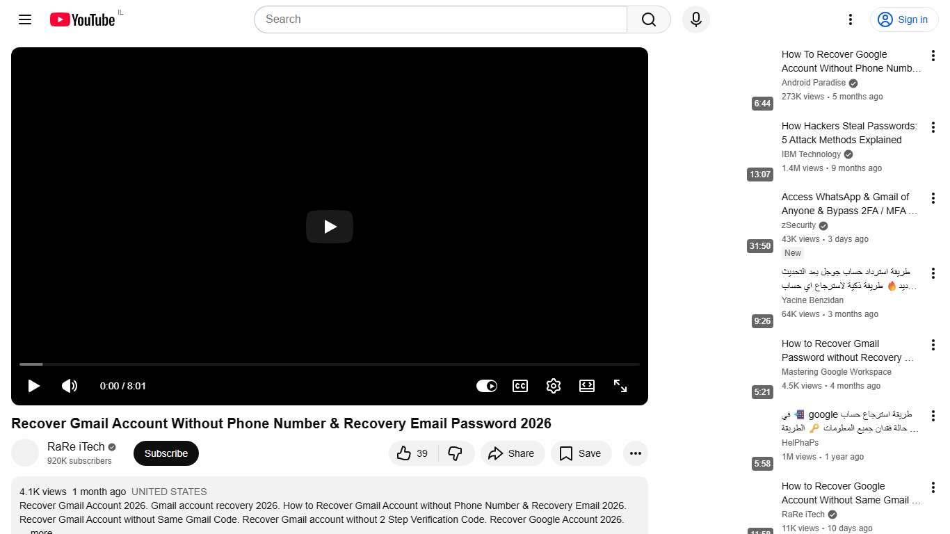 Recover Gmail Account Without Phone Number & Recovery Email Password 2026 - YouTube