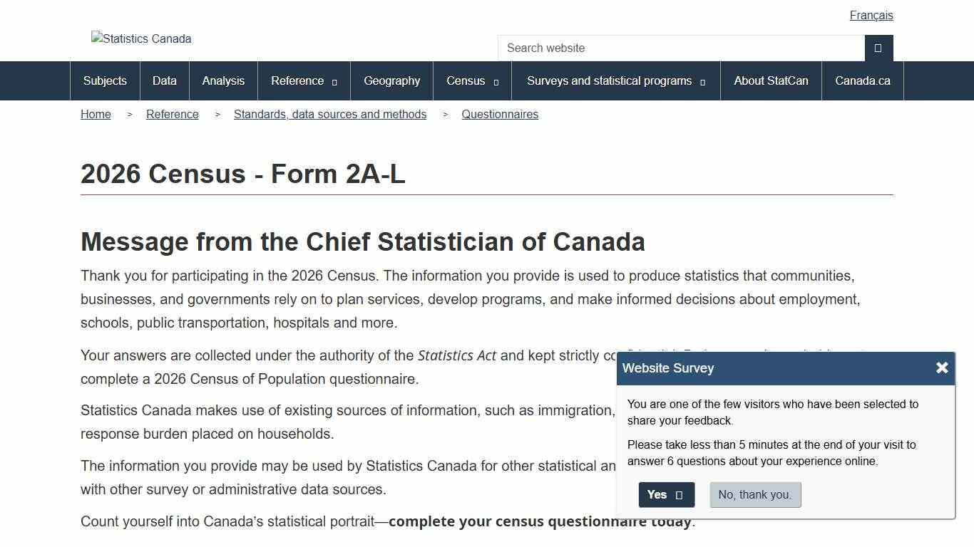 2026 Census - Form 2A-L